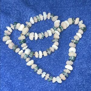 Natural Stone Chip Necklace in Pink Green and White